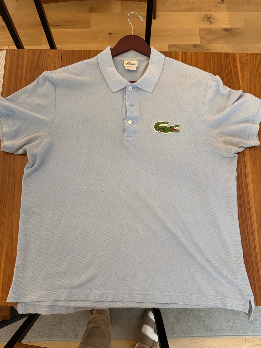 Lacoste Light Blue Polo with Green Crocodile Logo